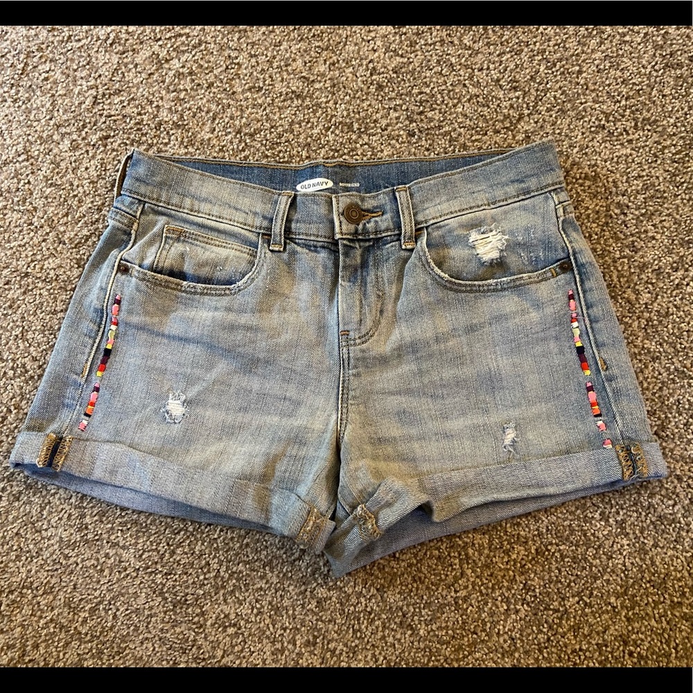 Embroidery jean shorts